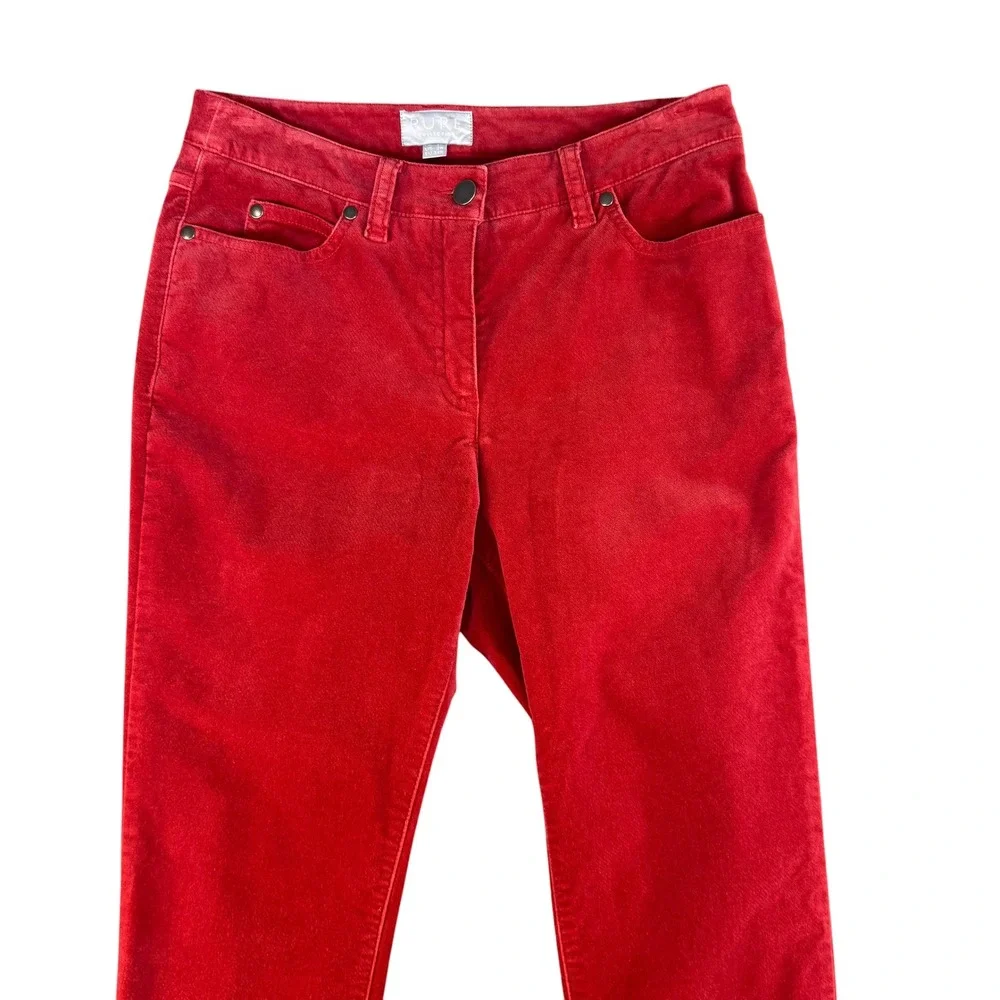 Pure Collection Red Corduroy Pants Straight Leg Womens Size 2R UK 8R EU 34R